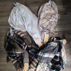 Twig & Arrow Plaid Scarf Bundle‎ 4 Pack Oversized Blanket Wraps Von Maur NEW